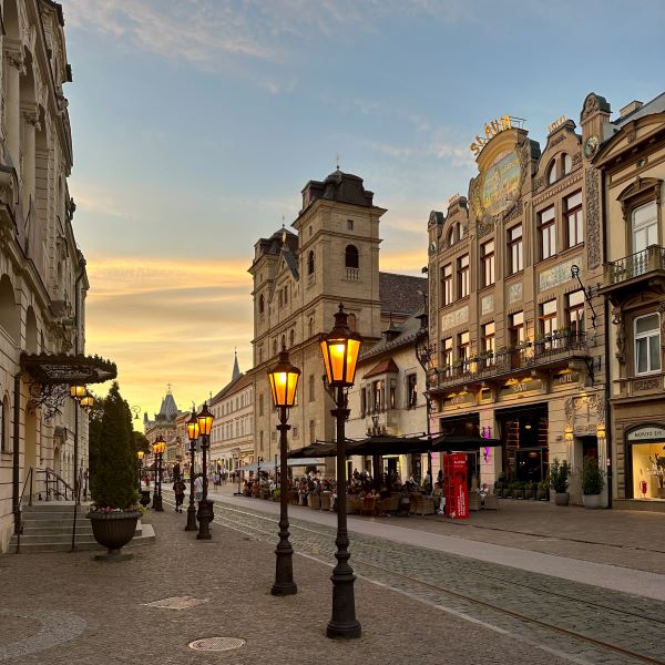 Kassa belvárosa naplementében, Szlovákia