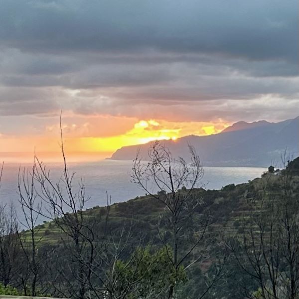 Vadkempingezés Madeirán, napfelkelte a Ribeira da Janela levada parkolójában, Portugália